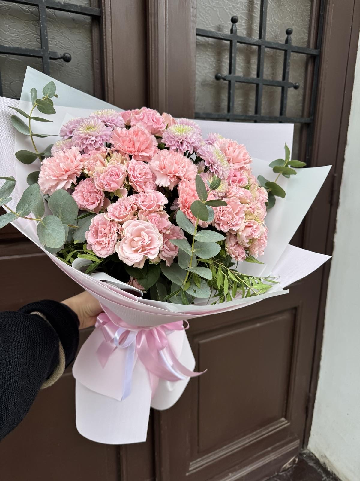 Summer Pink Mix Bouquet – Roses, Alstroemerias, Asters & Chrysanthemums