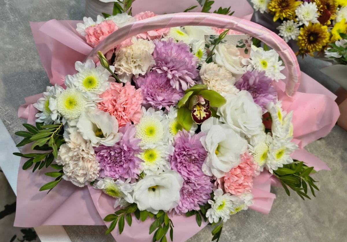 Pink Tenderness Flower Basket