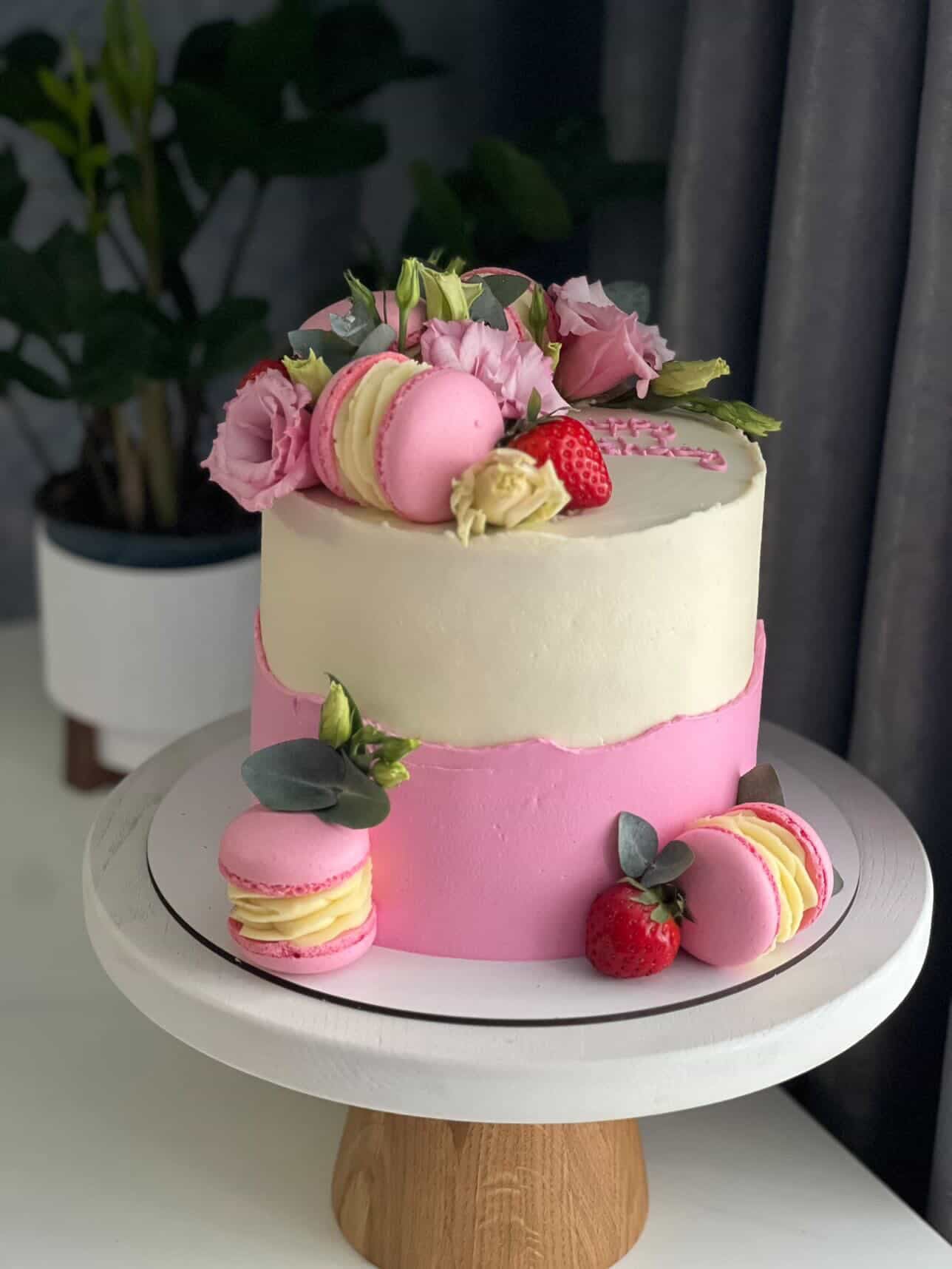 Happy Birthday Cake with Macarons