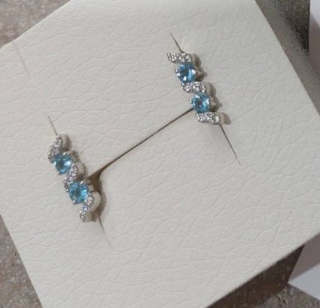 Boucles d'oreilles en argent avec pierre aigue-marine