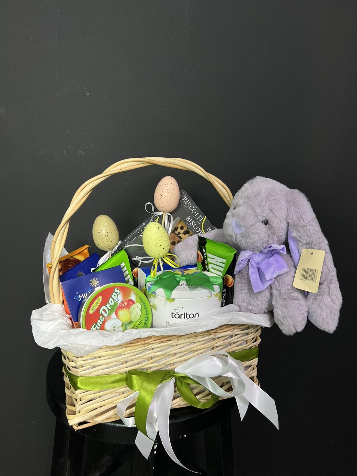 Gourmet Bunny Gift Basket – Easter Sweets & Tea Gift Delivery Ukraine