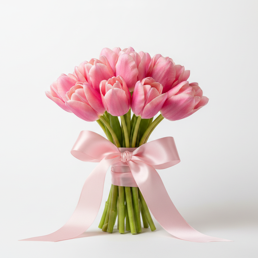 Romantic 11 pink tulips bouquet Ukraine