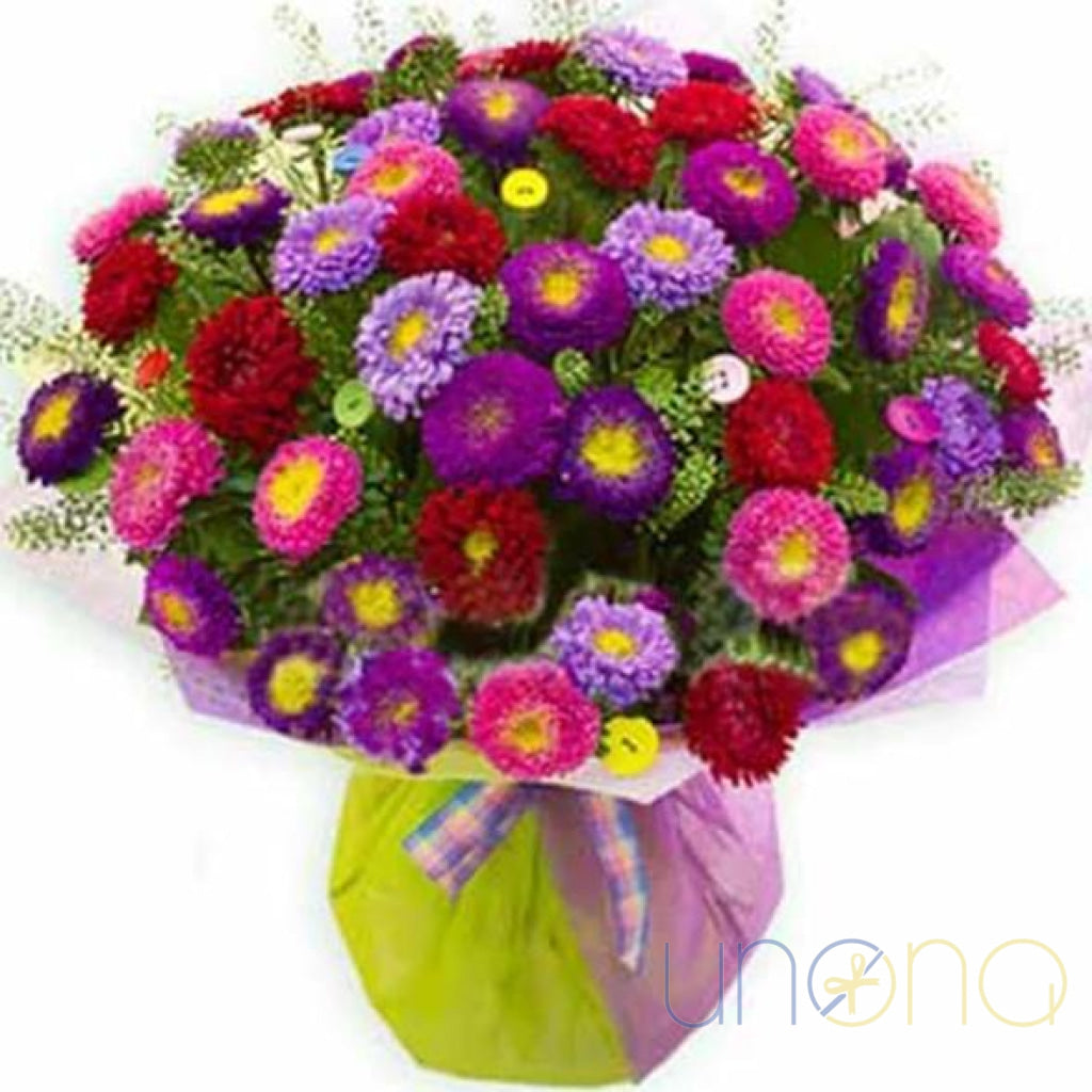 49 Stems of Asters Bouquet – large seasonal flower arrangement for delivery in Ukraine