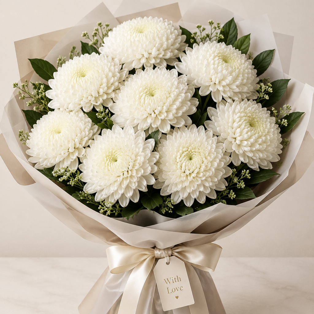 Vienna White Chrysanthemum Bouquet