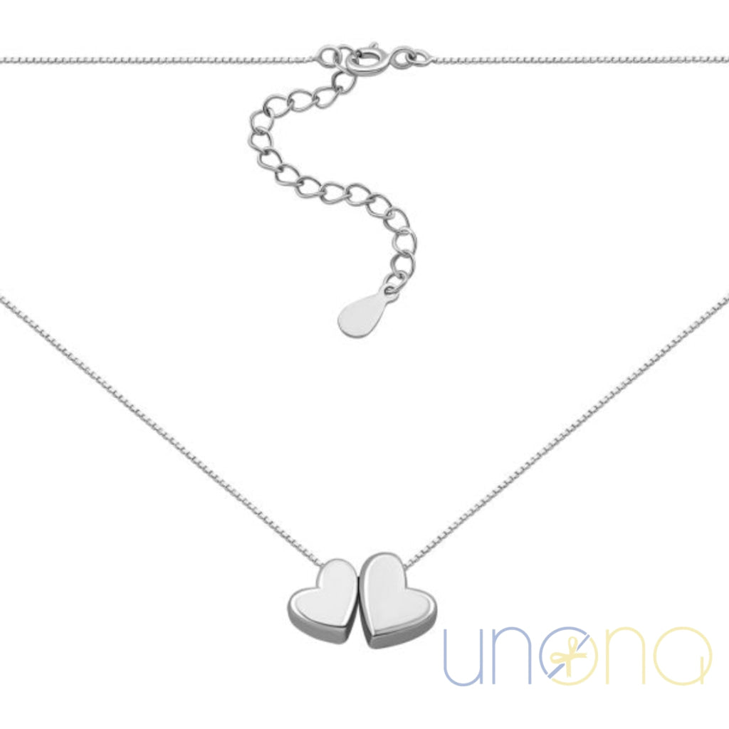 925 sterling silver double heart necklace – meaningful gift for a Ukrainian woman, jewelry delivery to Ukraine