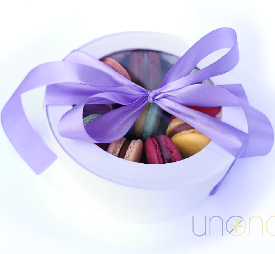 Rainbow macarons gift set with artisan French macarons