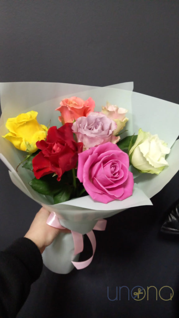 Hand-delivered multicolored roses across Ukraine