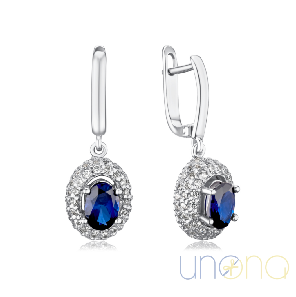 Affinity silver drop earrings with sapphires and cubic zirconia