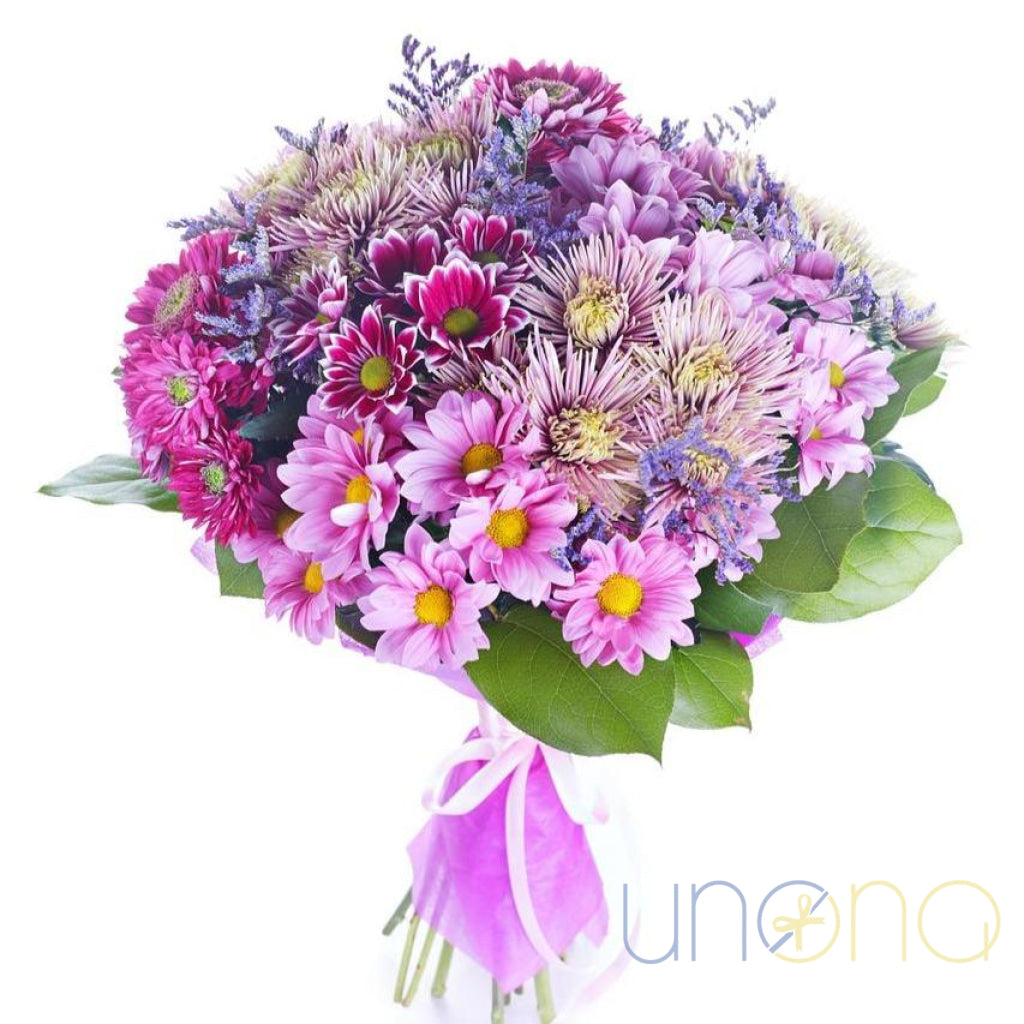 Amorant pink chrysanthemum bouquet for Ukraine flower delivery