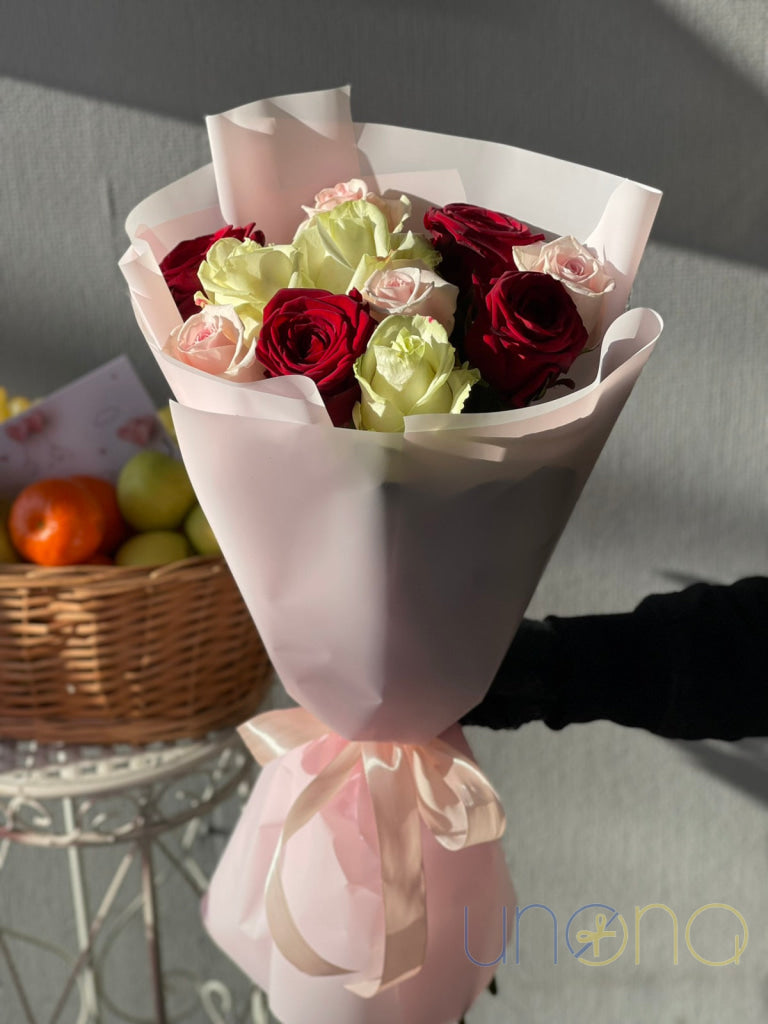 ’Awake Love’ Colorful Roses Bouquet Roses