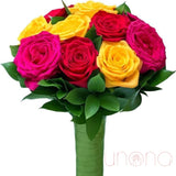 "Awake Love" Colorful Roses Bouquet | Ukraine Gift Delivery.