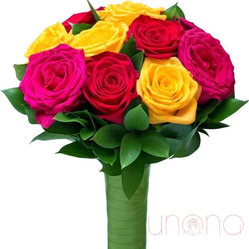 "Awake Love" Colorful Roses Bouquet | Ukraine Gift Delivery.