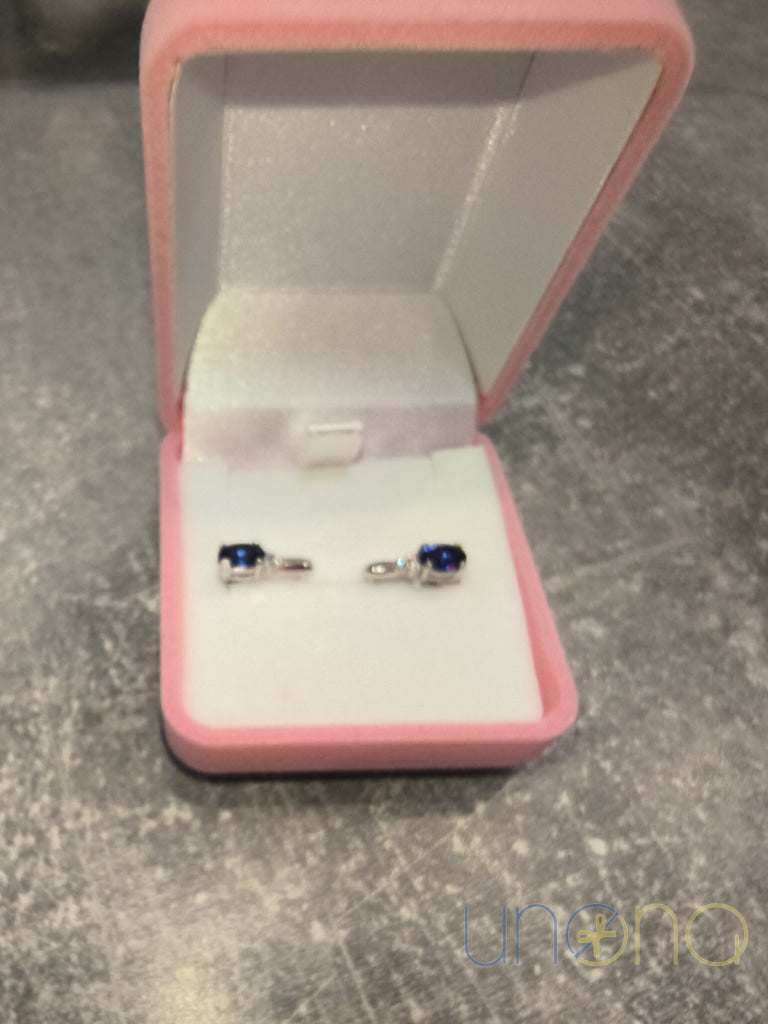 Charming Silver Earrings with Sapphire and Cubic Zirconia Jewelry