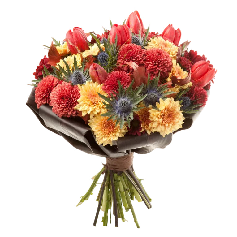 Kharkiv Ukraine flower delivery – chrysanthemums with tulips and thistle