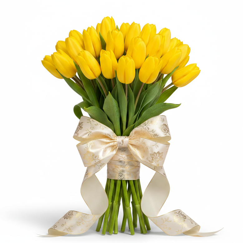 Premium 51 yellow tulips spring flower delivery in Lviv