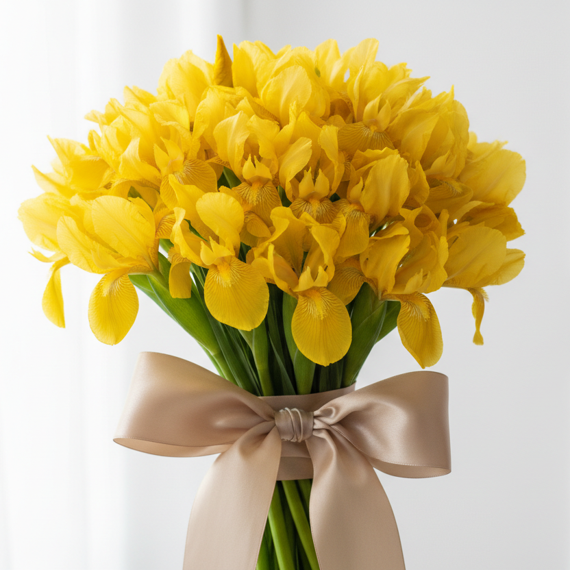 send elegant yellow iris bouquet to Ukraine