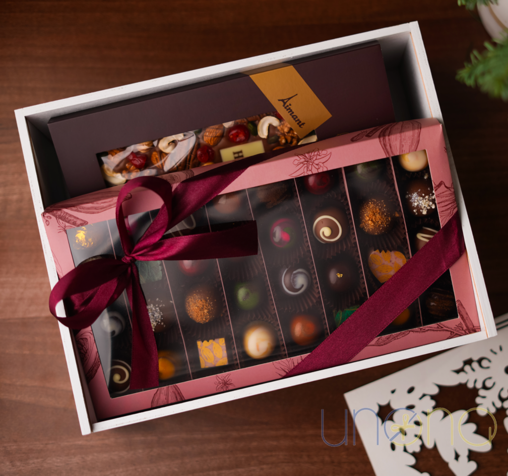 Exclusive Handmade Artisan Chocolate Gift Box in Wooden Christmas Box Christmas chocolates
