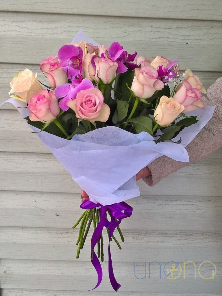 Fab Roses and Vanda Orchids Bouquet | Ukraine Gift Delivery.