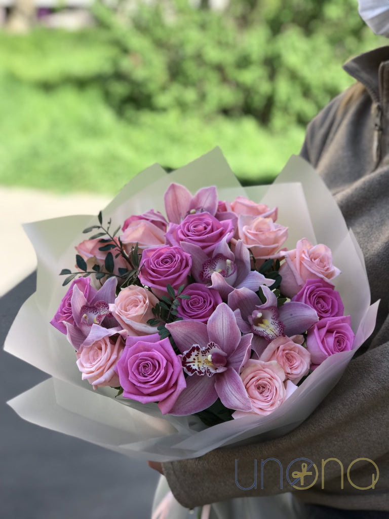 Fab Roses and Vanda Orchids Bouquet By Country