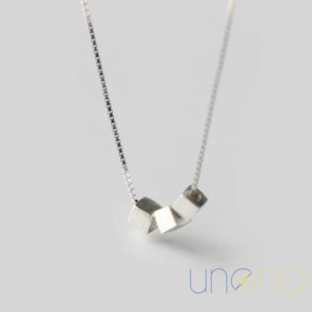 Fashion Silver Necklace with Cube Charms | Ukraine Gift Delivery.