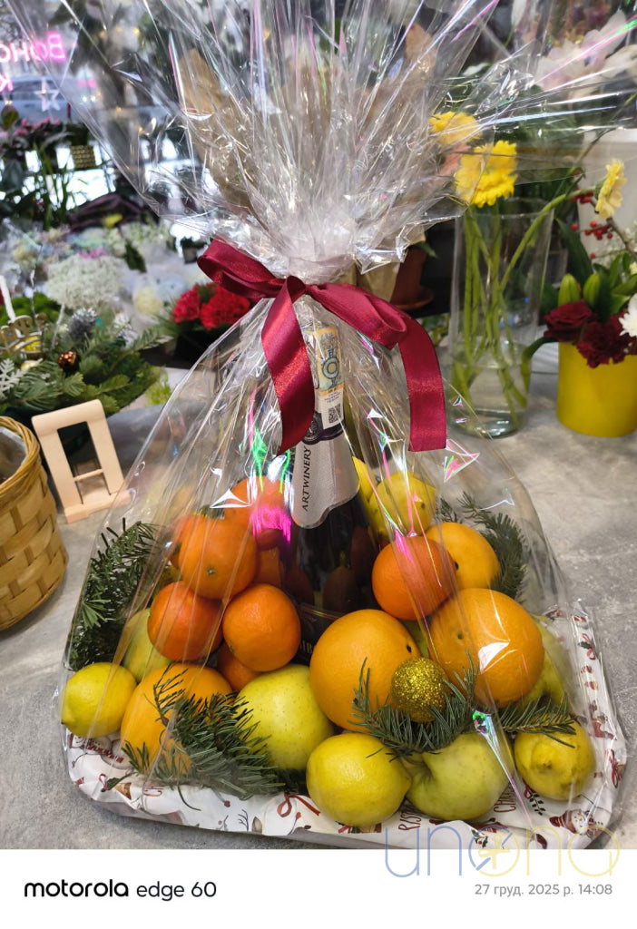 Festive Fruit and Champagne Holiday Set Christmas gift set
