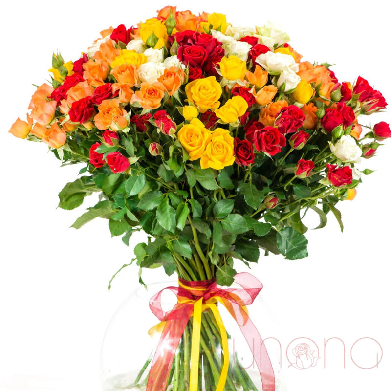 Flame Spray Roses Bouquet | Ukraine Gift Delivery.