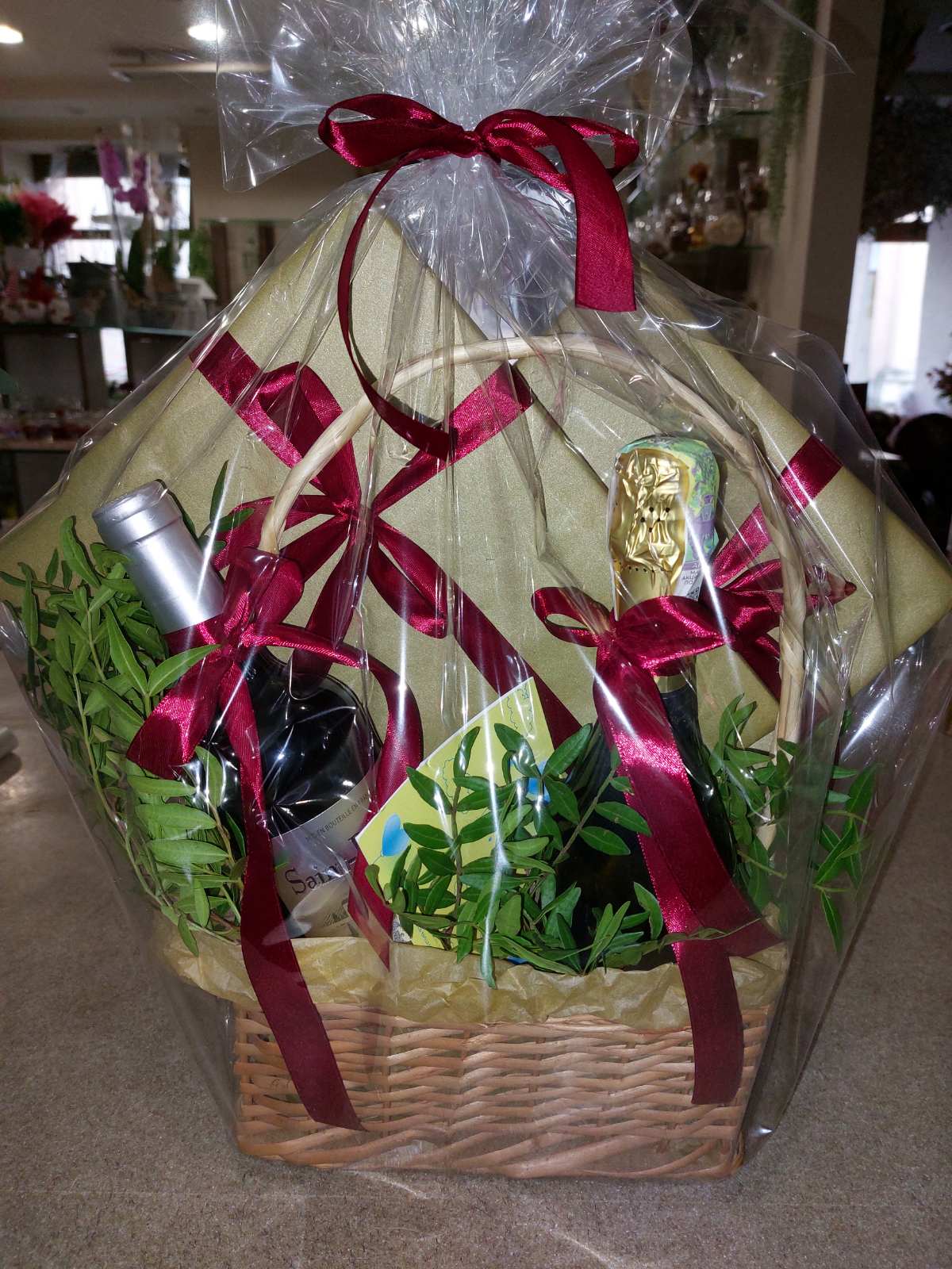 Luxury wine and chocolate gift basket for wife in Ukraine
