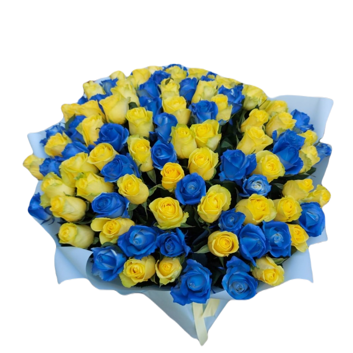 Glory To Ukraine Yellow And Blue Roses Bouquet By Holidays