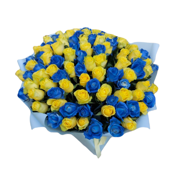 Glory To Ukraine Yellow And Blue Roses Bouquet By Holidays