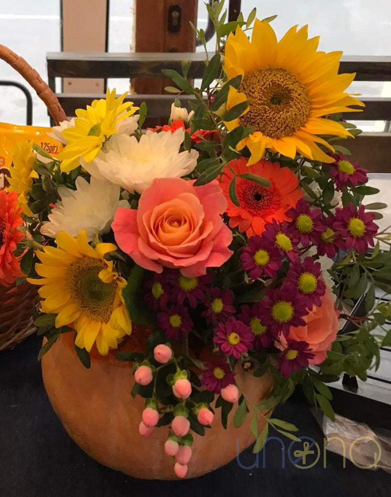 Golden Autumn Pumpkin Patch Flowers