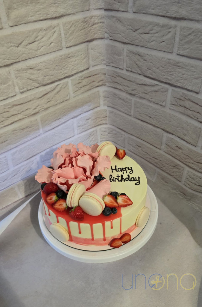 Happy Birthday Cake with Macarons Happy birthday cake