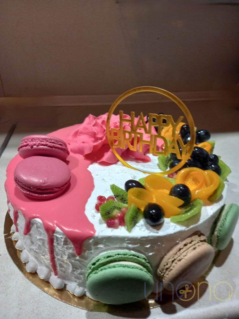 Happy Birthday Cake with Macarons Happy birthday cake
