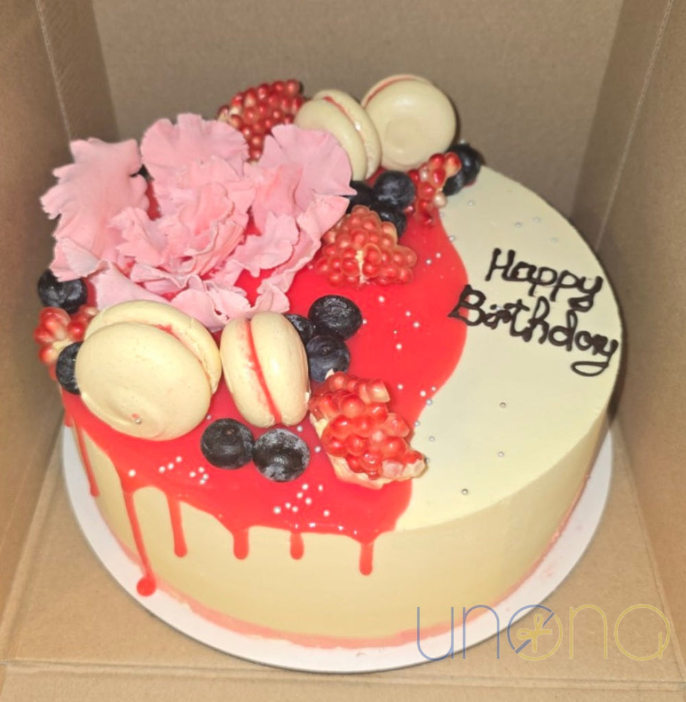 Happy Birthday Cake with Macarons Happy birthday cake