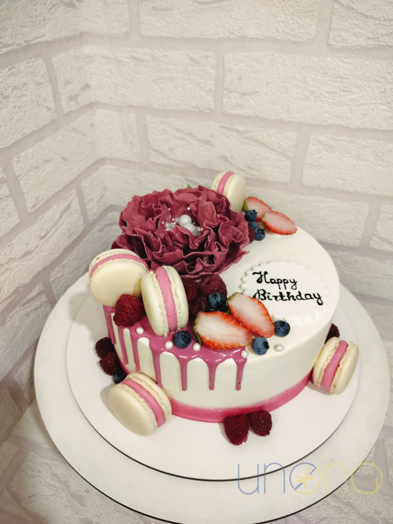 Happy Birthday Cake with Macarons Happy birthday cake