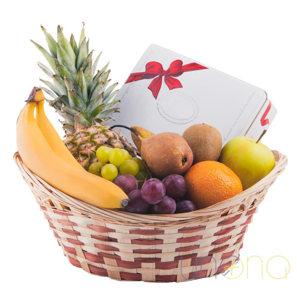 fresh fruit basket delivery Ukraine Kyiv Lviv Odesa with Raffaello chocolates