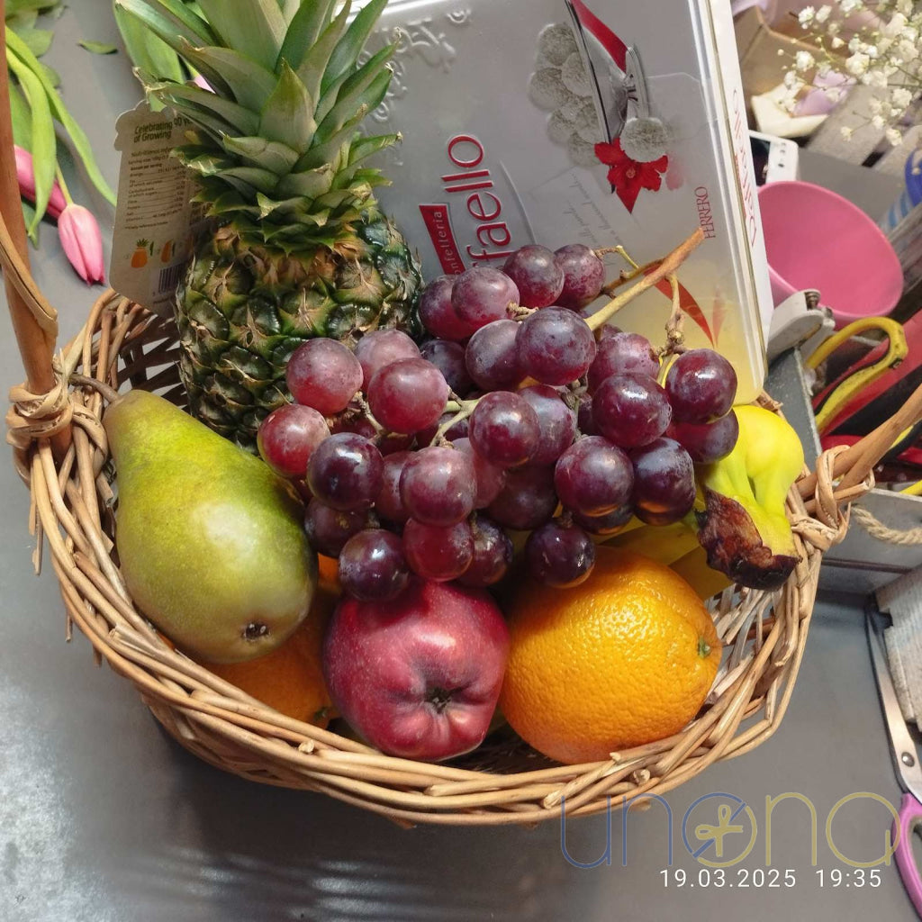 fresh fruit gift basket Odesa Ukraine same day delivery with Raffaello