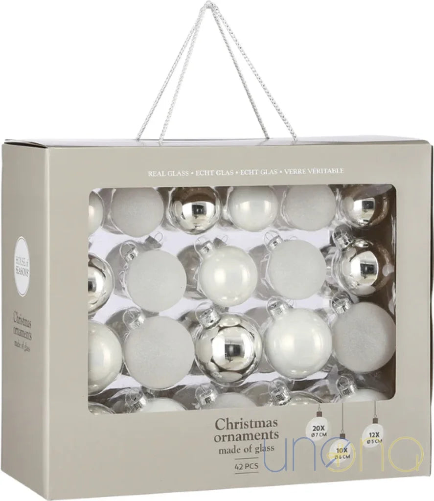 House Of Seasons Christmas Decoration Set – Golden And Silver 40 Decorations