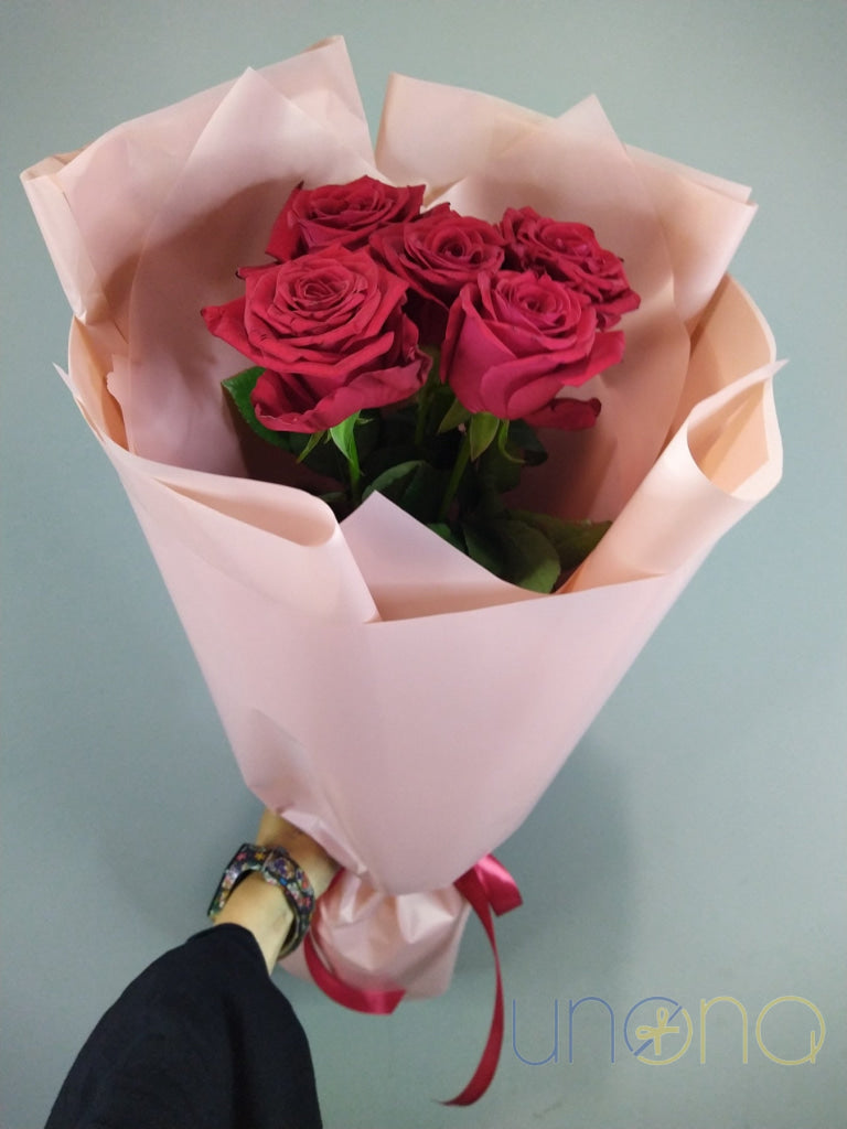 Romantic flower delivery moment in Odessa Ukraine