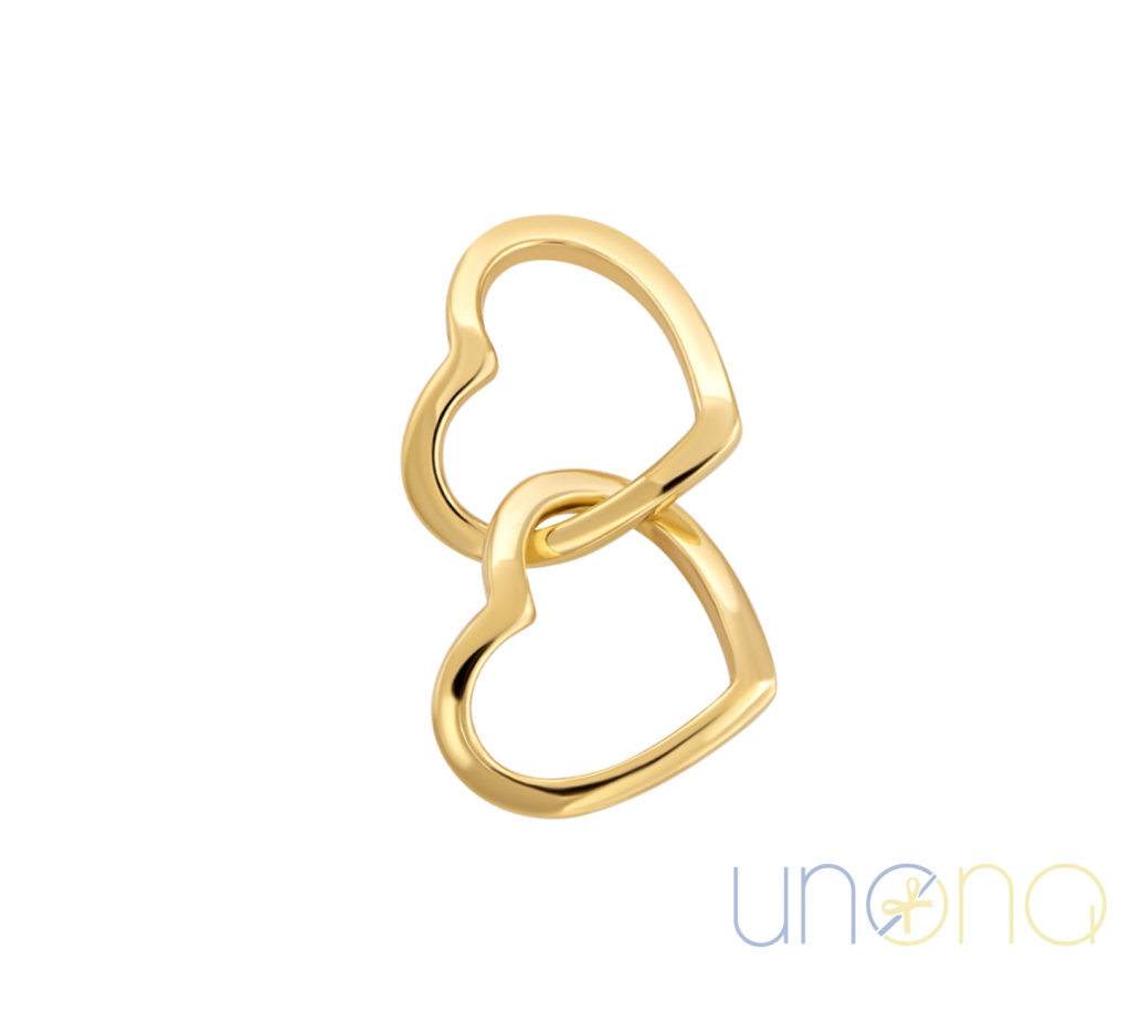 Intertwined Double Heart Gold Pendant Yellow Jewelry