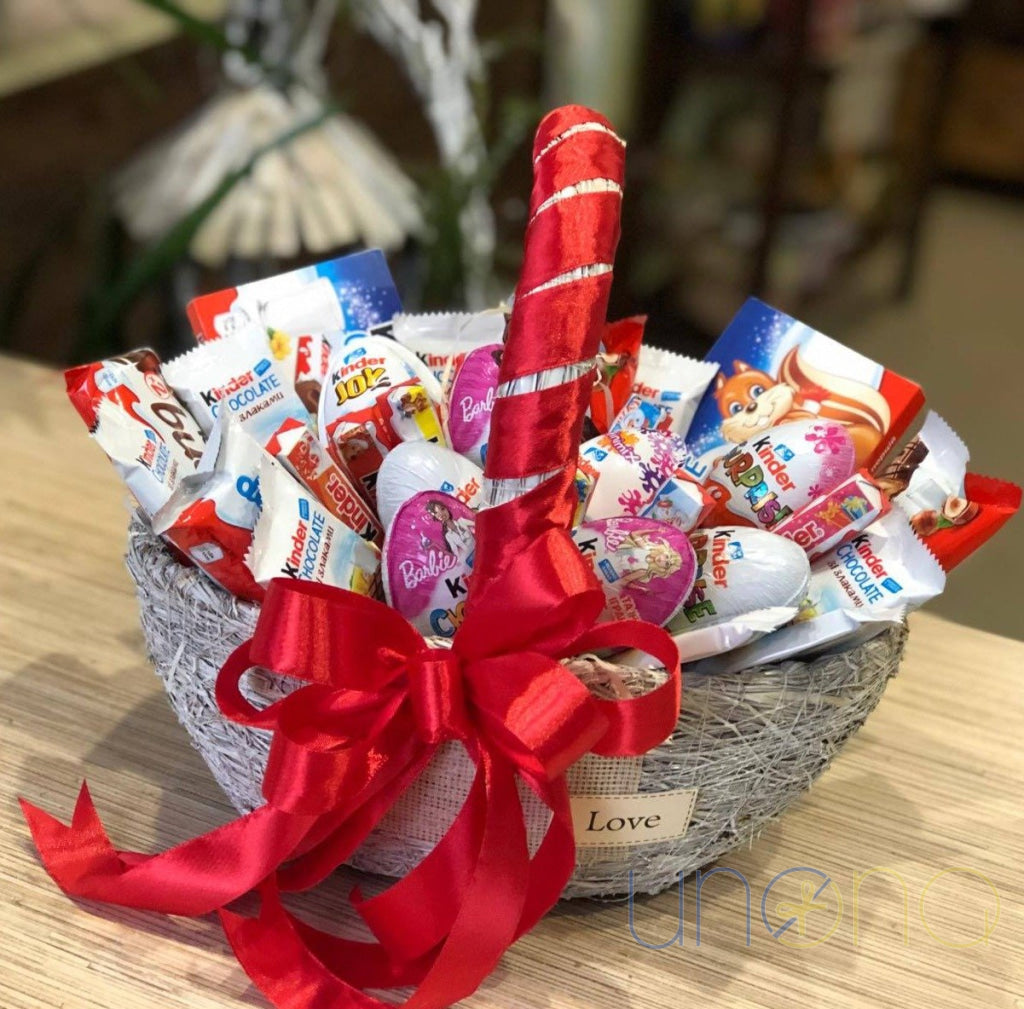 Kinder chocolate gift basket for children and families in Ukraine