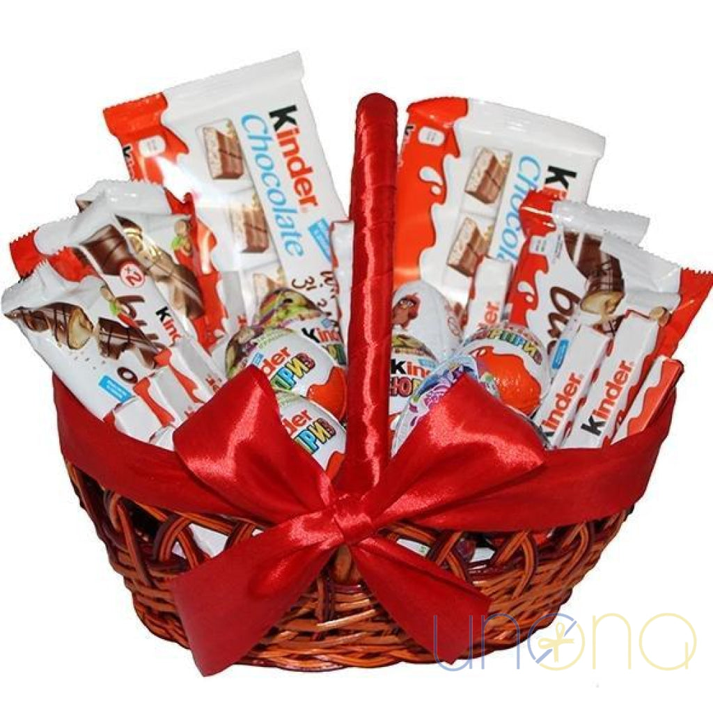 Kinder Mix Basket with Kinder Surprise eggs, Kinder Bueno and Kinder Chocolate bars