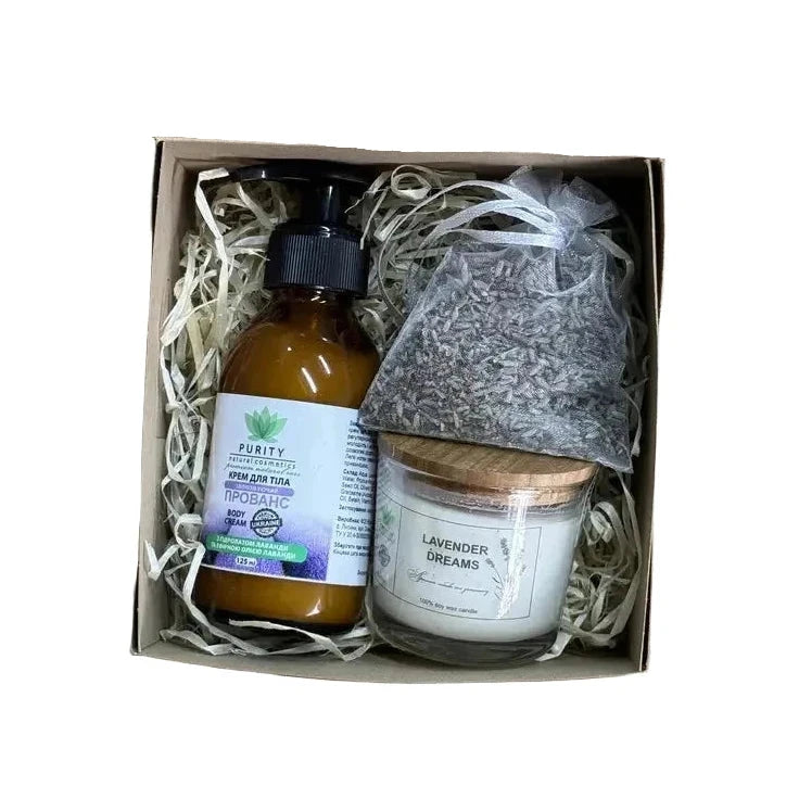 lavender relaxation gift set with cream candle sachet gift box Ukraine