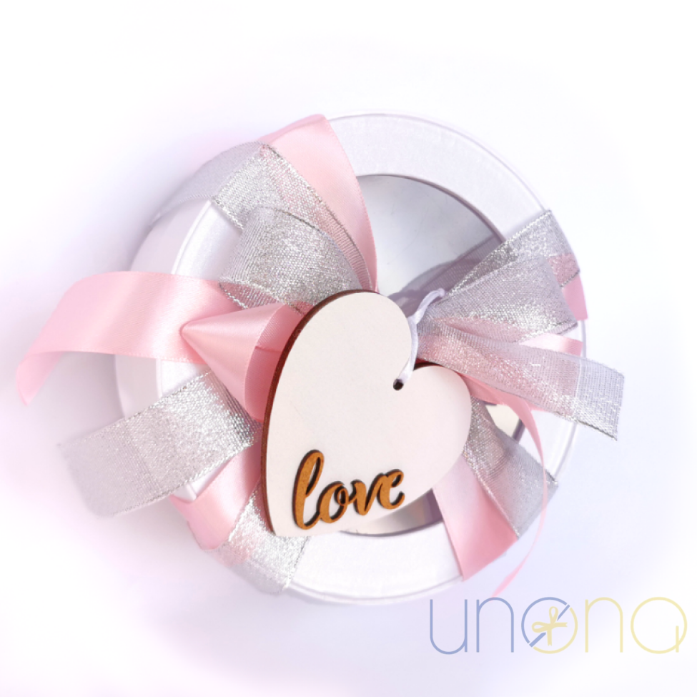 Love To Bits handmade Belgian chocolate gift box with 16 artisan chocolates in an elegant round gift box