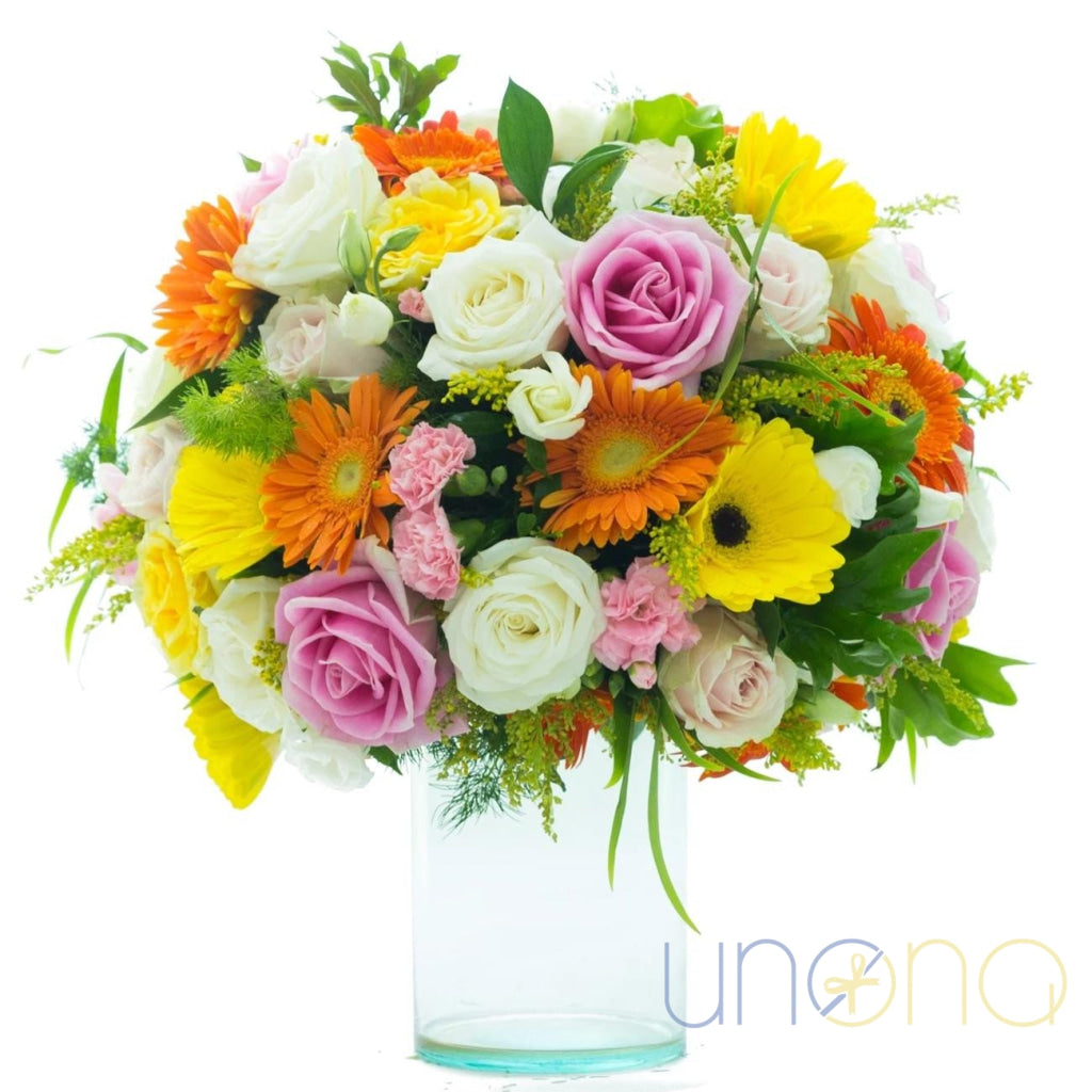 Loveliness Bouquet with pastel roses and gerberas Ukraine flowers