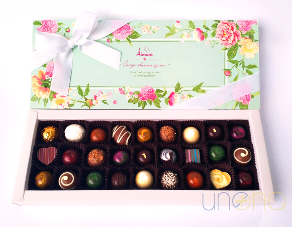 Luxury Belgian chocolate gift box with artisan chocolates delivered in Ukraine