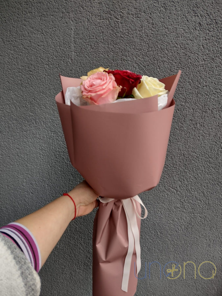 Fresh multicoloured roses delivered for anniversary celebration in Ukraine