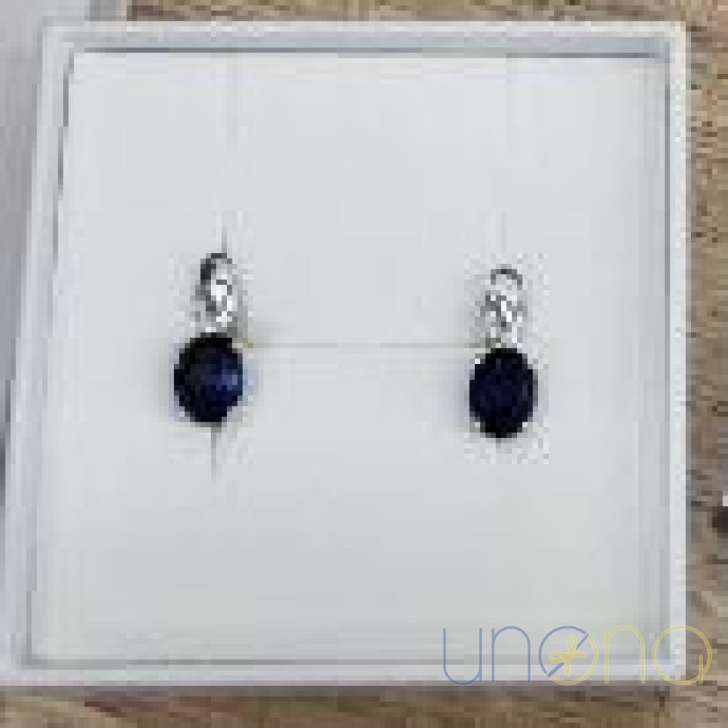 New! Silver Earrings with Sapphire and Cubic Zirconia Jewelry