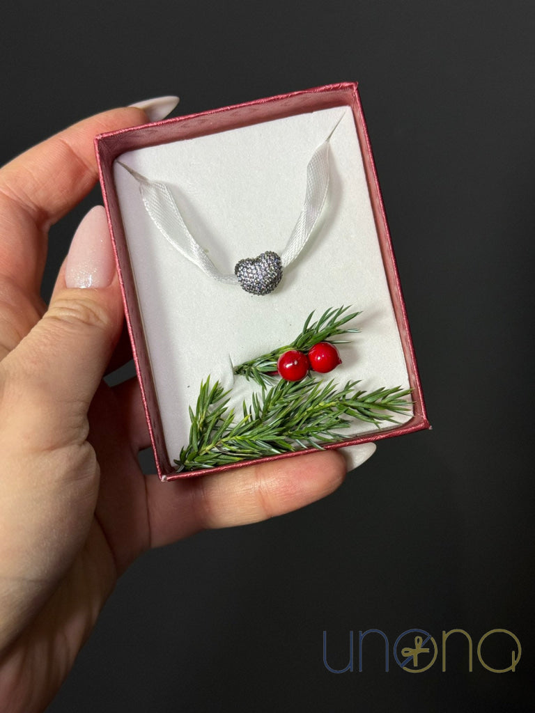 OPEN MY HEART CZ CHARM silver pendant