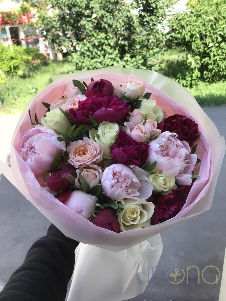 Peonies And Roses Arrangement By Holidays