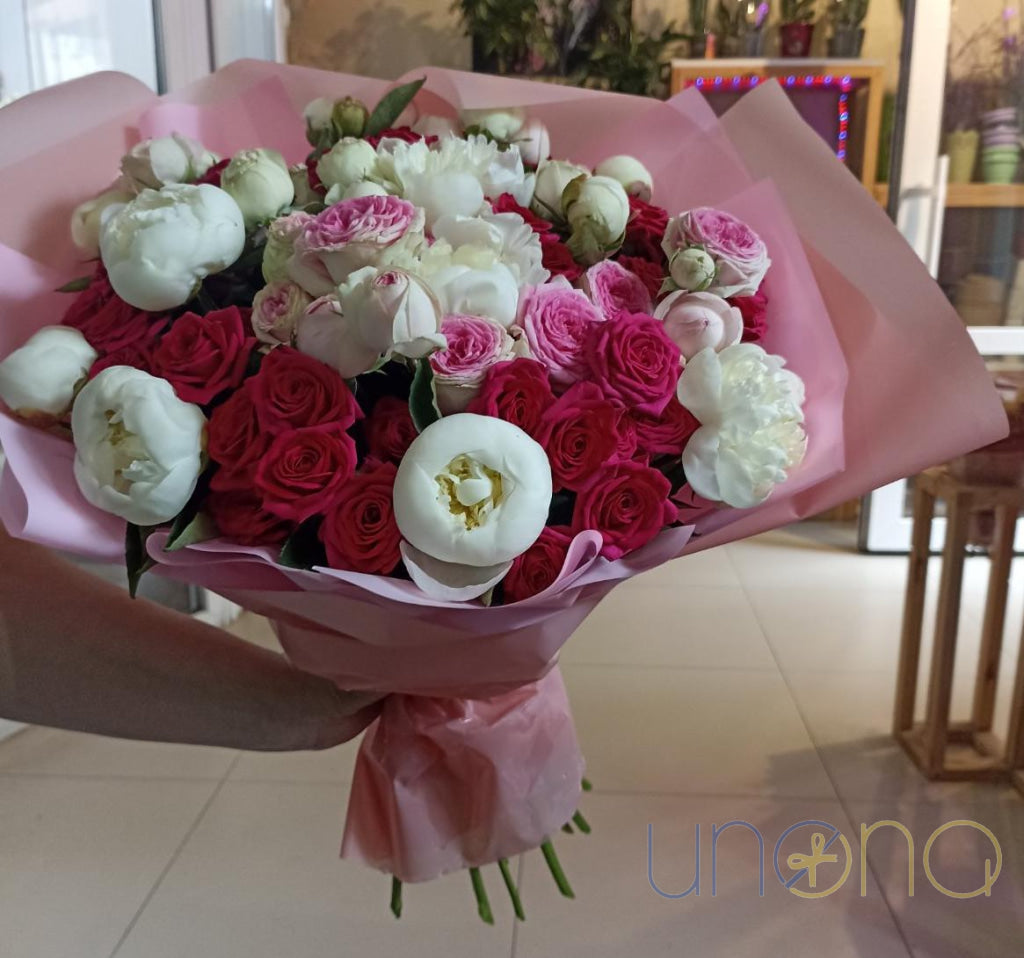 Peonies and Roses Arrangement Peonies